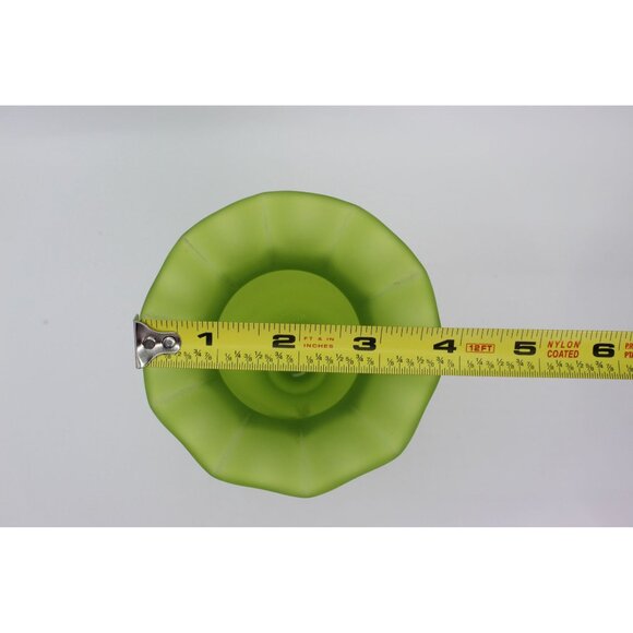 Westmoreland Frosted Green Satin Glass Pedestal Vase With Hand-Painted Floral De - Picture 4 of 7